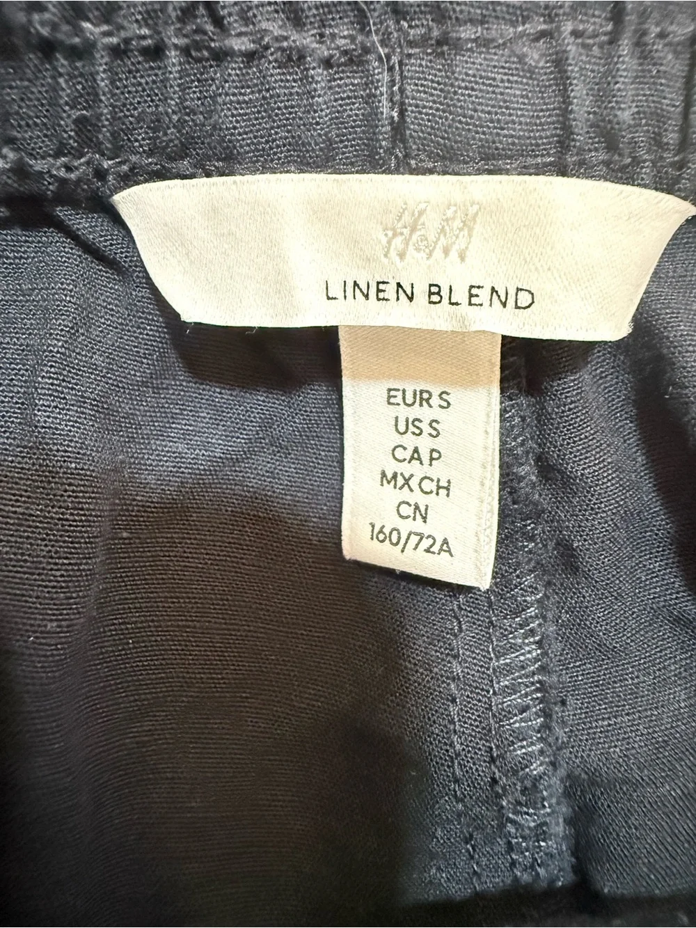H&M Navy Blue Women's Linen Blend Drawstring Waist Trousers size Small